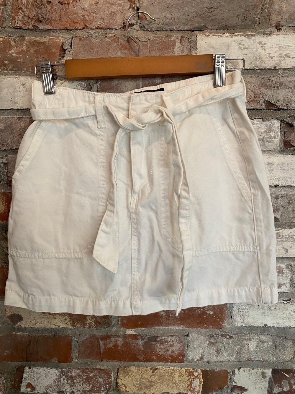 Indigo Rein White Belted Denim Utility Mini Skirt Size 1/24